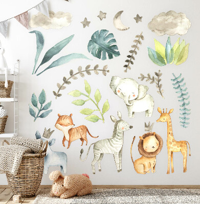Wall sticker 80x127 Adorable animals in pastel boho style