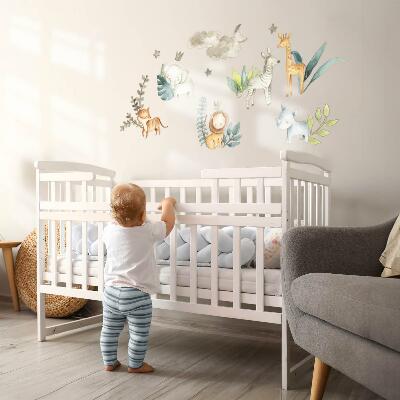 Wall sticker 80x127 Adorable animals in pastel boho style