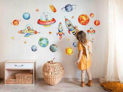 Wall sticker 80x140 Colorful animals in watercolor space