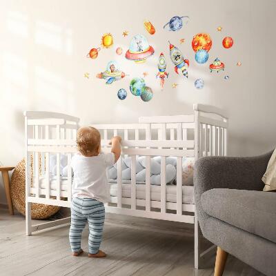 Wall sticker 80x140 Colorful animals in watercolor space