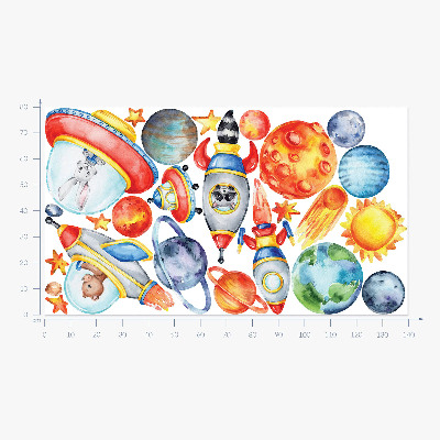 Wall sticker 80x140 Colorful animals in watercolor space