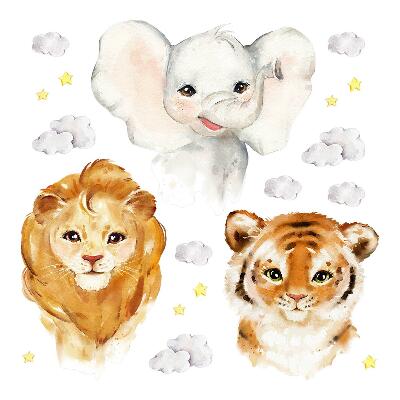 Wall sticker 80x127 Animals in the clouds in watercolor style