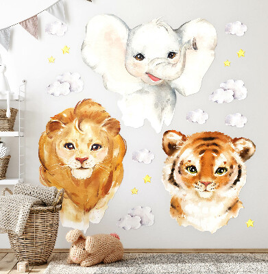 Wall sticker 80x127 Animals in the clouds in watercolor style