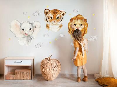 Wall sticker 80x127 Animals in the clouds in watercolor style