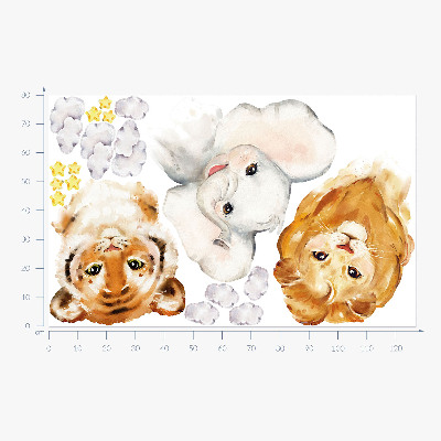 Wall sticker 80x127 Animals in the clouds in watercolor style