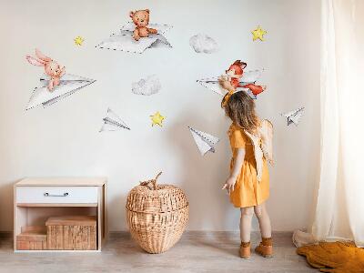 Wall sticker 80x136 Cute animals in paper airplanes