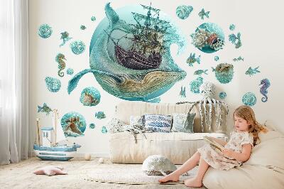 Wall sticker 80x94 Underwater kingdom with a cartoon ship