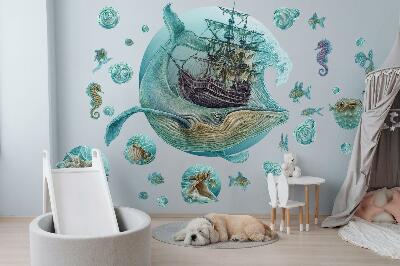 Wall sticker 80x94 Underwater kingdom with a cartoon ship
