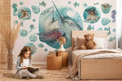 Wall sticker 80x82 A fairy-tale sea world with cartoon animals