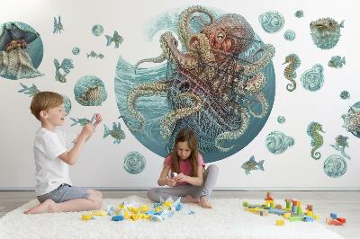 Wall sticker 80x93 A fairy-tale sea world of octopuses and ships
