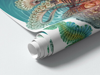 Wall sticker 80x93 A fairy-tale sea world of octopuses and ships