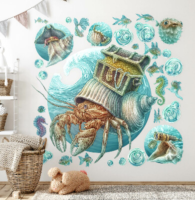 Wall sticker 80x84 Underwater lands of crabs in pastel style