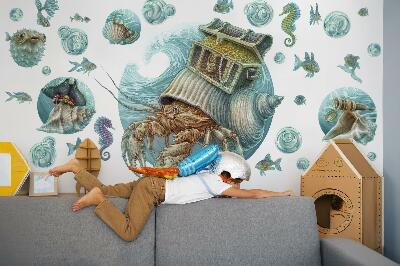Wall sticker 80x84 Underwater lands of crabs in pastel style