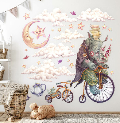 Wall sticker 80x102 The pastel world of animals in a cartoon form