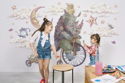 Wall sticker 80x102 The pastel world of animals in a cartoon form