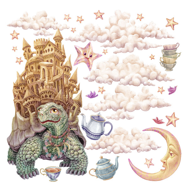 Wall sticker 80x103 Animals in a pastel cartoon aesthetic