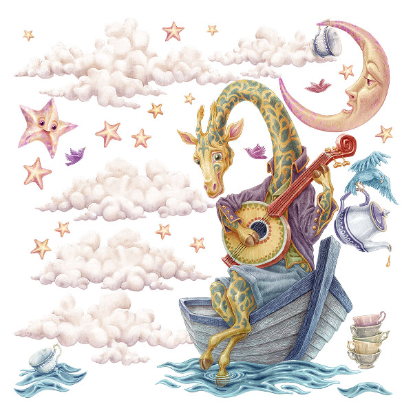Wall sticker 80x113 Pastel animals in a cartoon style