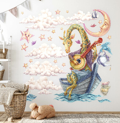 Wall sticker 80x113 Pastel animals in a cartoon style