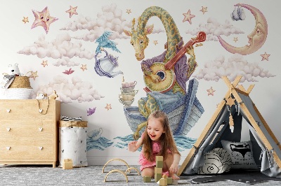 Wall sticker 80x113 Pastel animals in a cartoon style