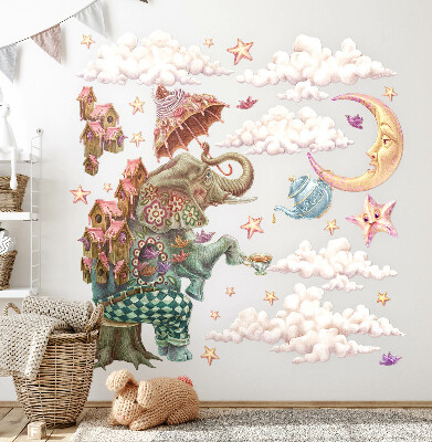 Wall sticker 80x111 A magical land of animals in pastel drawing