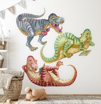 Wall sticker 80x121 Colorful dinosaurs in a cartoon pastel style