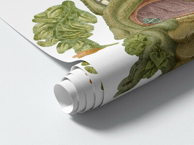 Wall sticker 80x83 Forest creatures and a pastel treehouse