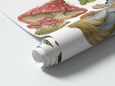 Wall sticker 80x106 Forest creatures and pastel tree houses