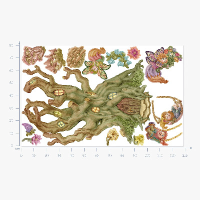 Wall sticker 80x129 Forest magic: fairies, dwarves and a pastel house