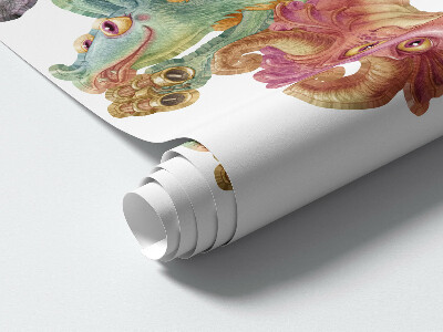 Wall sticker 80x107 Fairy tale dragons in pastel shades