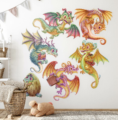 Wall sticker 80x68 Colorful dragons in a fairy-tale cartoon style