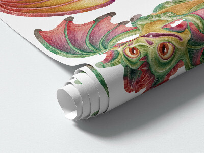 Wall sticker 80x68 Colorful dragons in a fairy-tale cartoon style