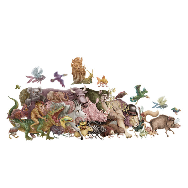 Wall sticker 80x138 Magical animals in pastel graphics