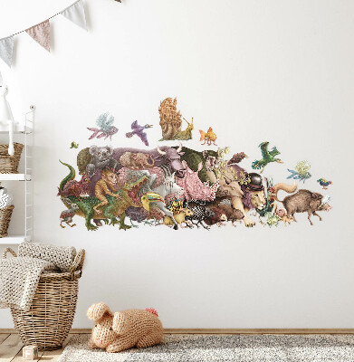 Wall sticker 80x138 Magical animals in pastel graphics