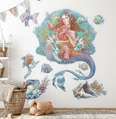 Wall sticker 80x79 Mermaid in pastel underwater style