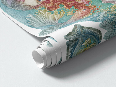 Wall sticker 80x79 Mermaid in pastel underwater style
