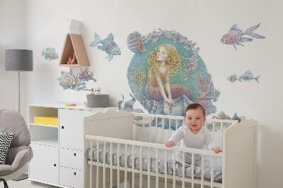 Wall sticker 80x71 Mermaid in a pastel underwater world