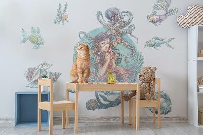 Wall sticker 80x89 Mermaid in pastel cartoon style