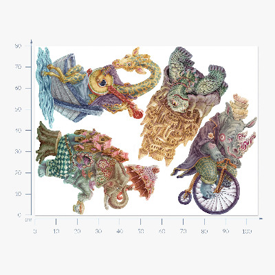 Wall sticker 80x105 Pastel drawings of magical animals