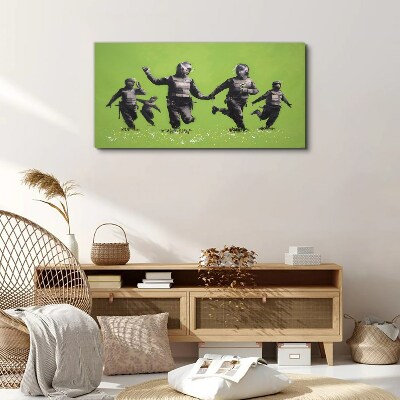 Riot Police at Banksy Field Canvas wall art