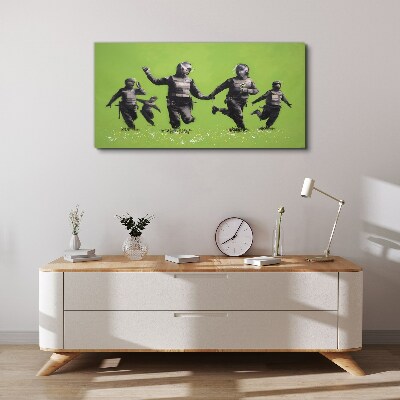 Riot Police at Banksy Field Canvas wall art