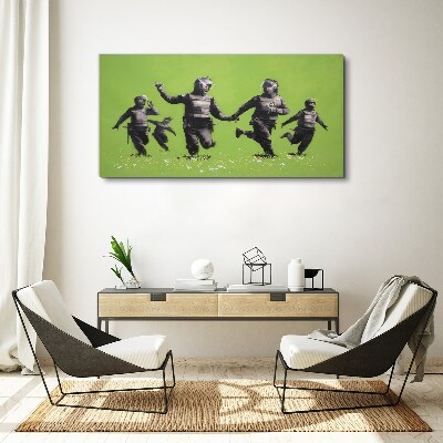 Riot Police at Banksy Field Canvas wall art