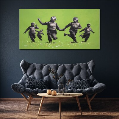 Riot Police at Banksy Field Canvas wall art