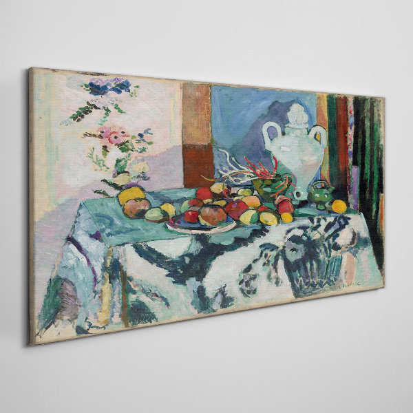 Still Life with Fruit and a Vase Print on canvas