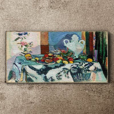 Still Life with Fruit and a Vase Print on canvas