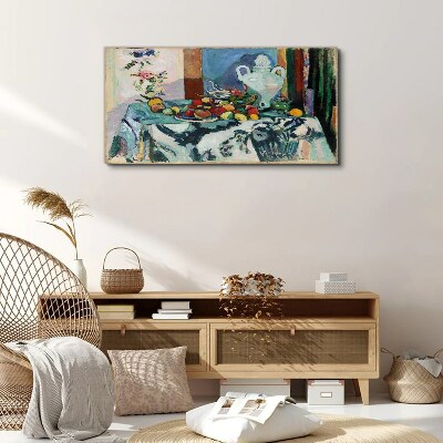 Still Life with Fruit and a Vase Print on canvas