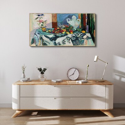 Still Life with Fruit and a Vase Print on canvas
