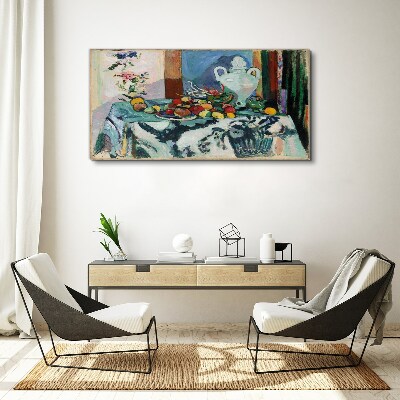 Still Life with Fruit and a Vase Print on canvas