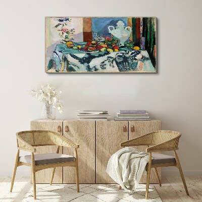 Still Life with Fruit and a Vase Print on canvas