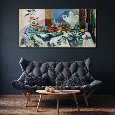 Still Life with Fruit and a Vase Print on canvas
