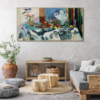 Still Life with Fruit and a Vase Print on canvas